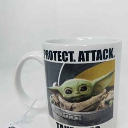 Coffee Mug Baby Yoda Star Wars Mandalorian Protect Attack Take Naps 20 Oz