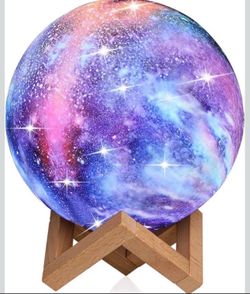 Moon Lamp, Kids Night Light Galaxy Lamp - 16 Colors Moon Light with Wood Stand Remote & Touch Control USB Rechargeable Gift for Girls&Boys Lover Birth