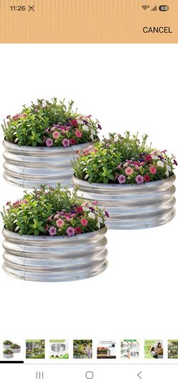 3Pack 2x2x1 ft Round Galvanized Raised Garden Bed