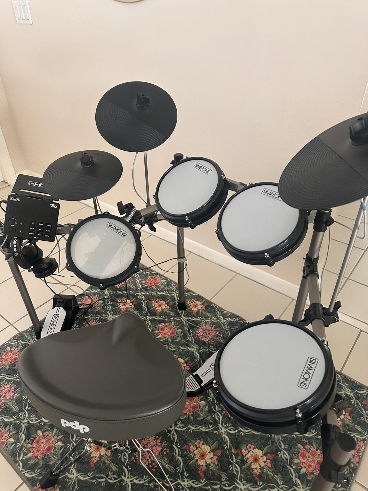 Kids Electric Drum set W/ Headphones & Chair