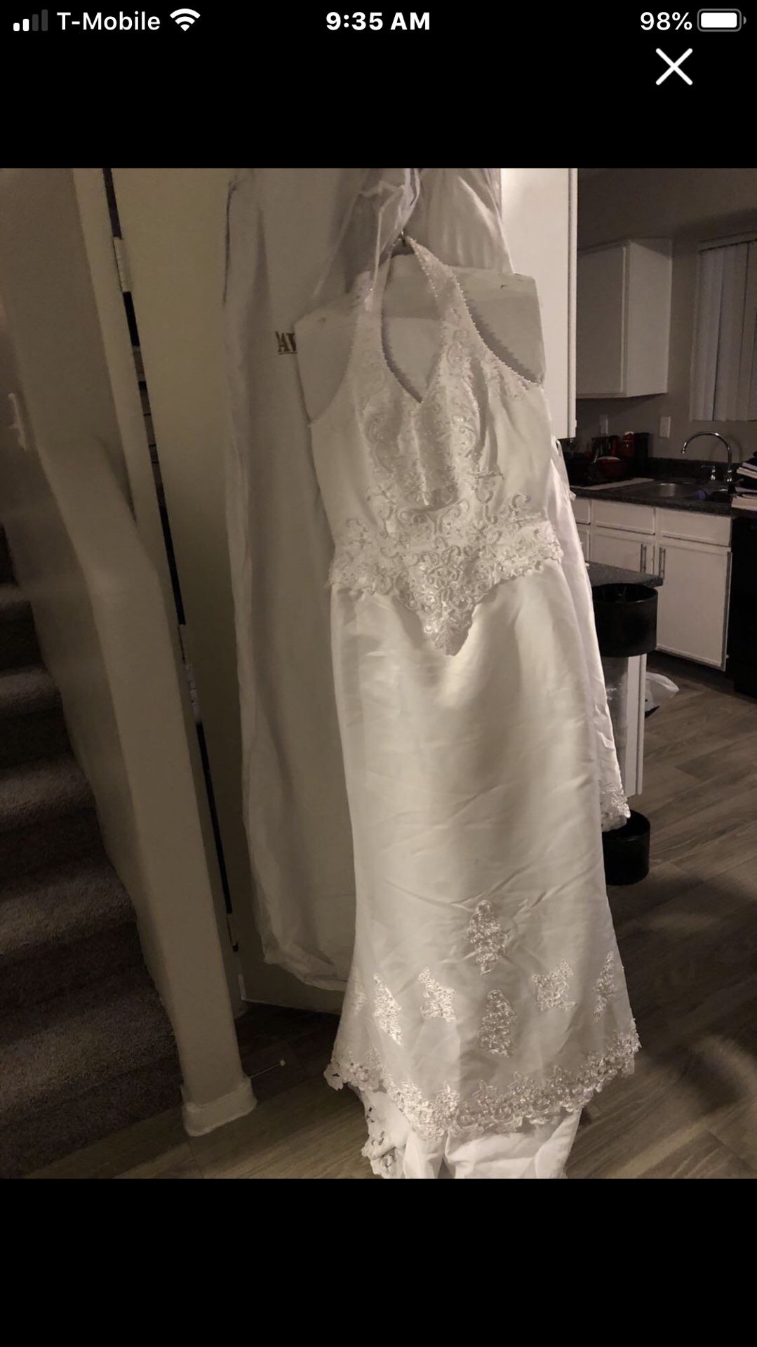 Halter style Wedding Dress with Detachable train and veil included