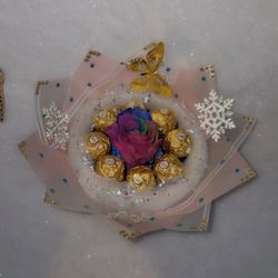 Colorful Real Roses Arrangements Chocolate And Candy Cane