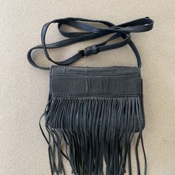 Patricia Nash Black Leather Torri Fringe Crossbody bag