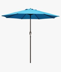 2482: New 9' Outdoor Patio Umbrella, Outdoor Table Umbrella, Yard Umbrella, Market Umbrella with 8 Sturdy Ribs, Push Button Tilt and Crank