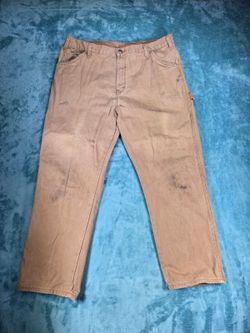 Dickies Carpenter Pants Mens 40x30 Tan Brown Duck Canvas Relaxed Fit Distressed