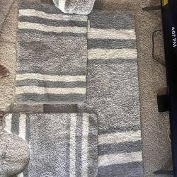 4 Piece Microfiber Washable Bathroom Rug Set