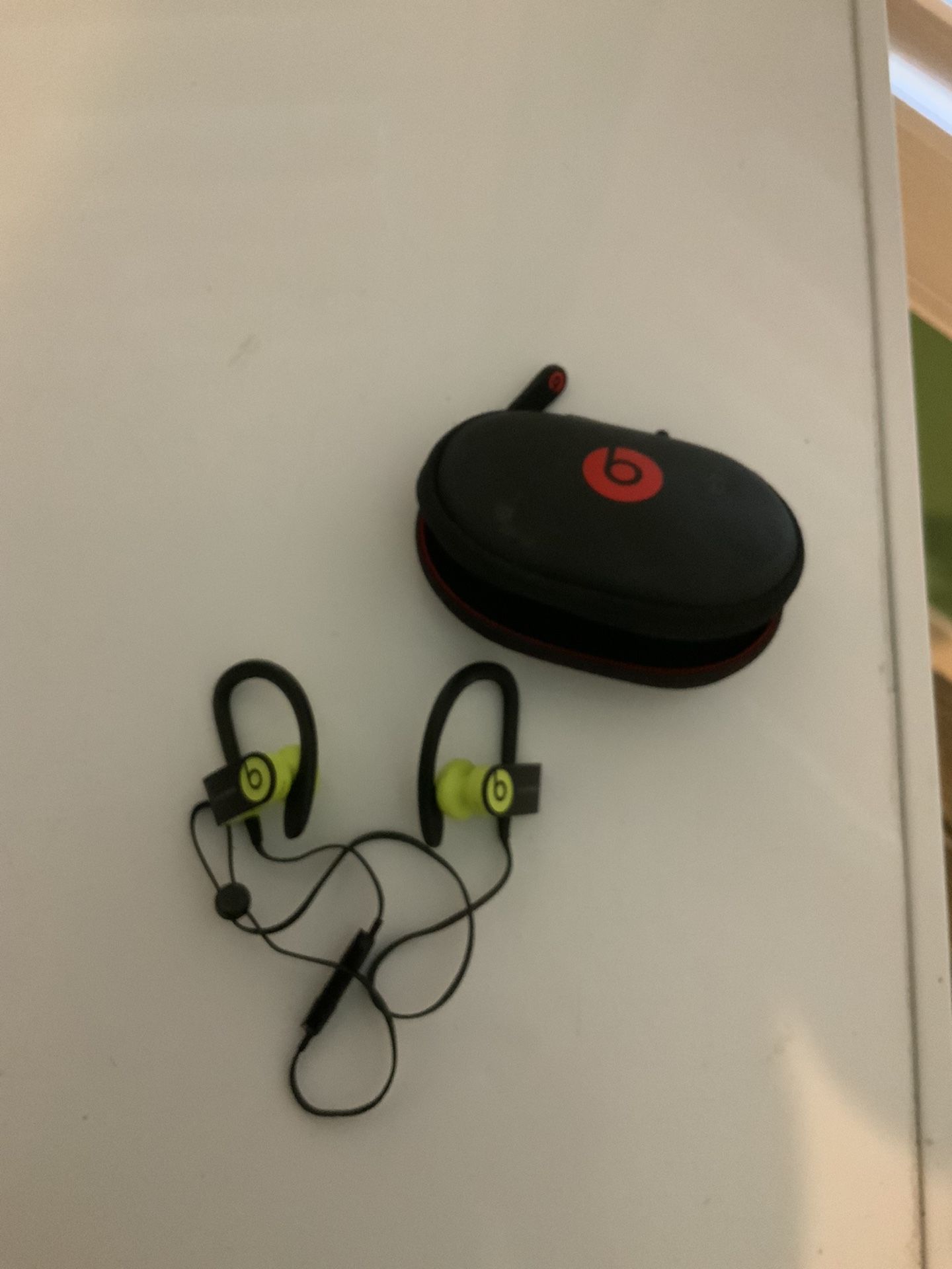 Power Beats Green Earbuds