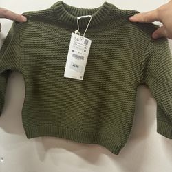 New. Zara Baby Sweater 9/12m. Olive Green