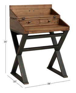 Rustic Wood and Metal Secretary Desk