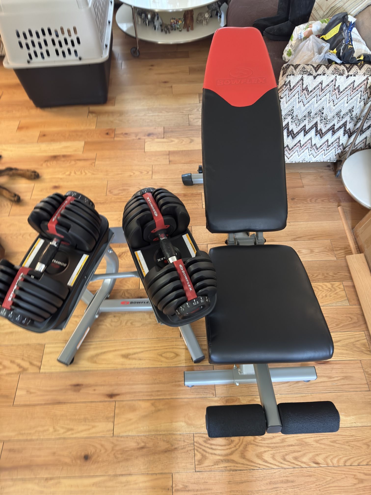 Bowflex 552 Dumbbells, Bowflex Stand, And Bowflex Bench