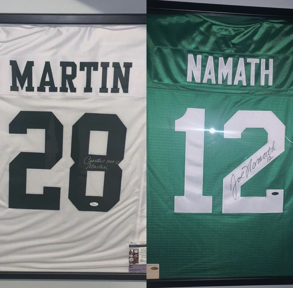 Joe Namath Autographed Jerseys, Signed Joe Namath Inscripted Jerseys