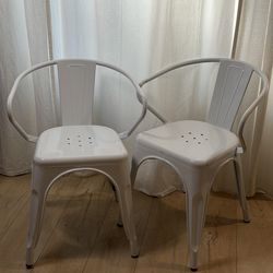 White metal chairs