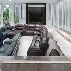 San Felipe 6 Piece Dual Power Reclining Pure Leather Sectional Sofa and San Felipe Reclining Chair.  MSRP $ 8000