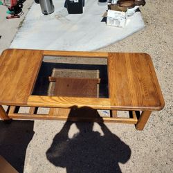 Wooden Glass Coffee Table 