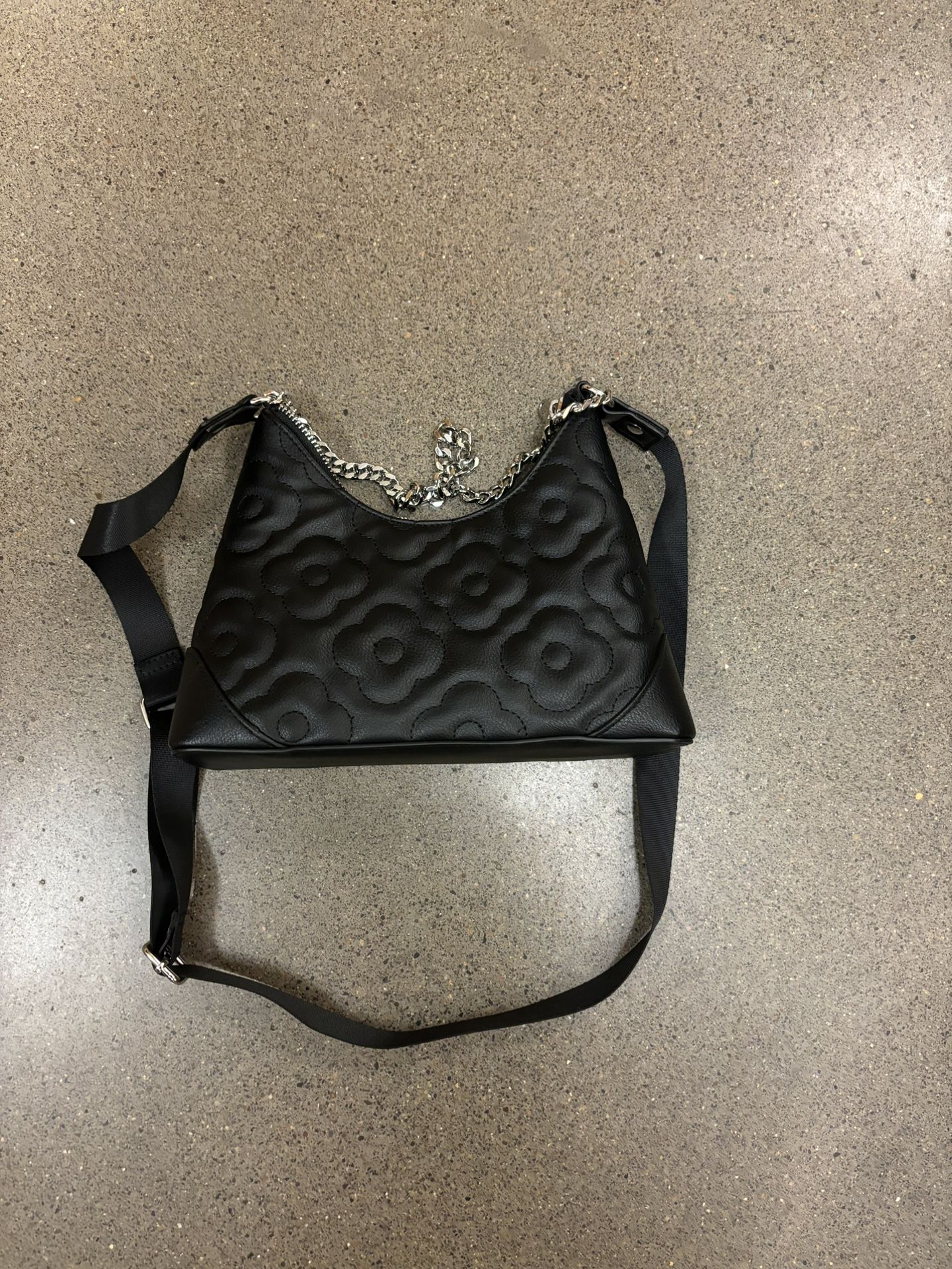 Black Floral Purse w/ Adjustable Strap
