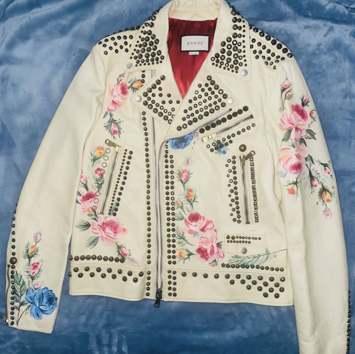 Gucci Leather Exclusive Hand Painted Biker Jacket