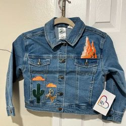 NEW. DISNEY BIG THUNDER MOUNTAIN DENIM JACKET in KIDS SIZE 5/6