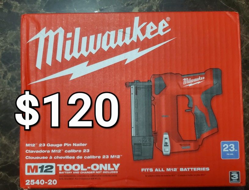 MILWAUKEE M12 23GA PIN NAILER TOOL ONLY