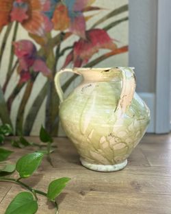 🏺Fortunata Hand-Thrown Tuscan Triple-Handle Urn – Moss Glaze - Large 12.5" Vessel 🏺
