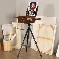 VISWIN Portable Plein Air Easel, Pochade Box with Aluminum Tripod & 2 Nylon Carry Bags, French Tabletop & Floor Easel Stand for Painting, Displaying O