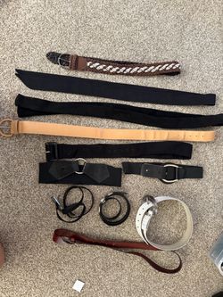 Assorted Belt Bundle – Leather, Fabric, Buckle & Corset Belts, Various Colors