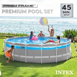 Intex 16-foot by 48-inch Clearview Prism Frame Above Ground Pool Set