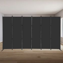 (New) 6 Panel Room Divider, 9FTx6FT Folding Privacy Wall Screen, Tabique, Black