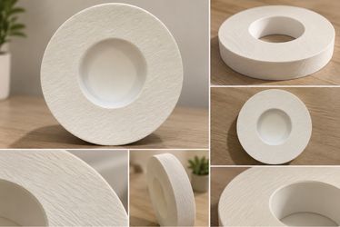 White Wide Brim Textured Ceramic Bowl
