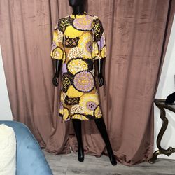 Yellow Purple and Black Print 