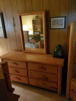 6 drawer wood dresser with mirror