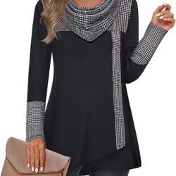 Furnex Women's Long Sleeve Cowl Neck Tunic Top Casual Pullover Sweatshirt Size Medium New With Tags 