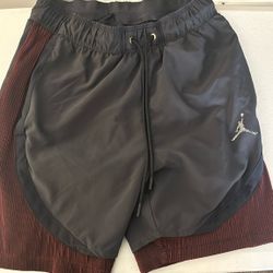 jordan basketball grey and red shorts 