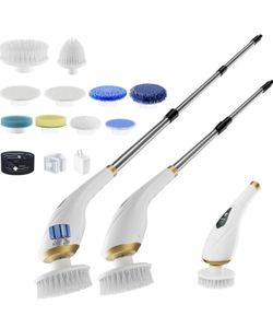 Brandnew  Electric Spin Scrubber Cordless Shower Cleaning Brush with 10 Replaceable Brush Heads, Extendable Handle Up to 59", 2 Speed, Waterproof, 2H 