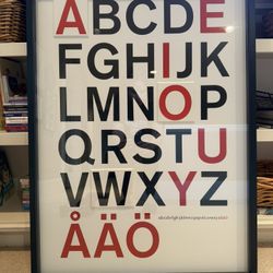 1999 IKEA Olunda Swedish Alphabet Modern Pop Art Poster Anna Larsson Framed Vintage