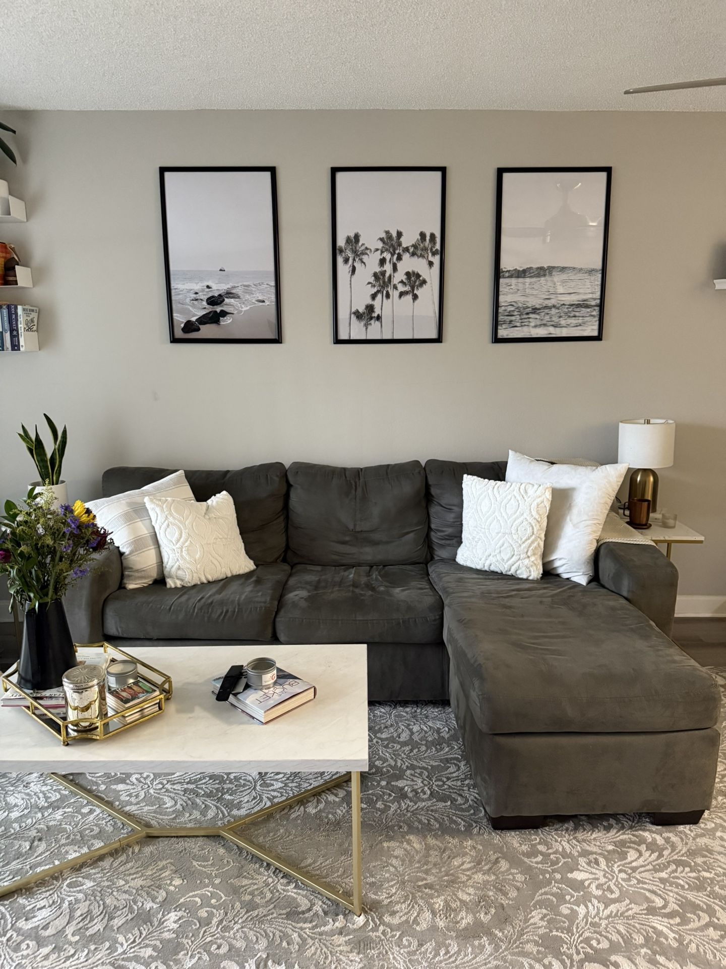 Large Sectional Couch + Ottoman – Graphite