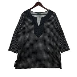 Lauren Ralph Lauren Women’s Black White Polka Dots 3/4 Sleeve V-Neck Top Shirt -2X-