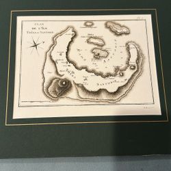 Framed Old World Santorini Geographical Vintage Poster