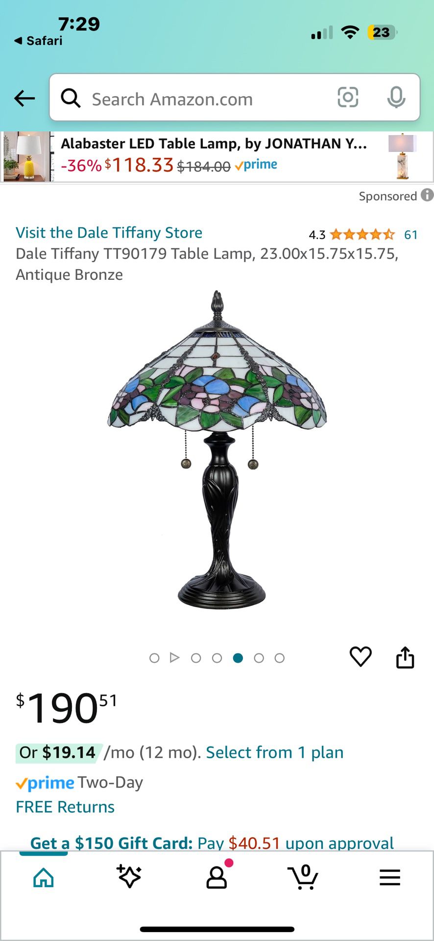 Dale Tiffany TT90179 Table Lamp, 23.00x15.75x15.75, Antique Bronze