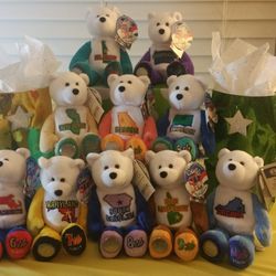 Lot of 10 Limited Treasures State Quarter Bears  Mint Condition  Cellophane  Gift Wrapped 