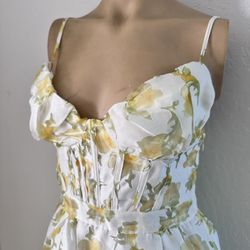 Lulus Gorgeous Floral Burnout Lace-Up Tiered Maxi Dress