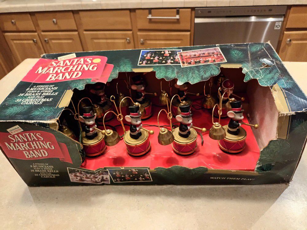 Rare 1992 Vintage Mr Christmas Mice With Red Top Hats Santa's Marching Band 
