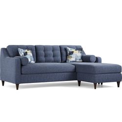 Hanover Indigo Chenille Chaise Sofa / By Cindy Crawford 