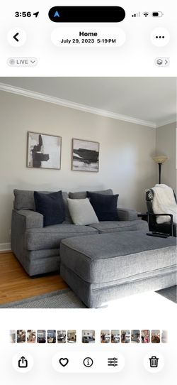 Oversized love seat an ottoman