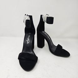 Herstyle Black Faux-Suede Block Heel Sandals 5