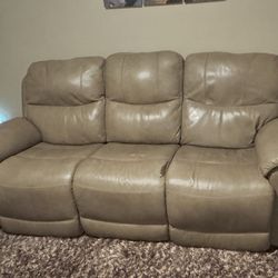 3 Seater Leather Power Reclining Sofa with USB port & Power Headrest