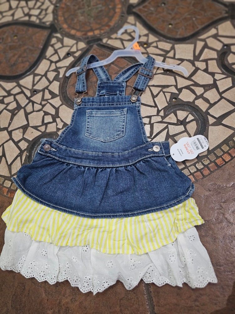 4T Girls Toddler Girls Stretch Denim Tutu Overall Skirt