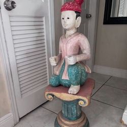 Antique Chinese Man On Stool 