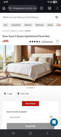 Queen bed upholstered with mattress and an adjustable base