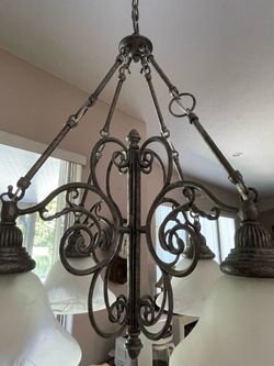 Ornate metal hanging lamp