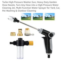 Turbo High Pressure Washer Gun, Heavy Duty Garden Hose Nozzle, Turn Any Hose into a High Pressure Water